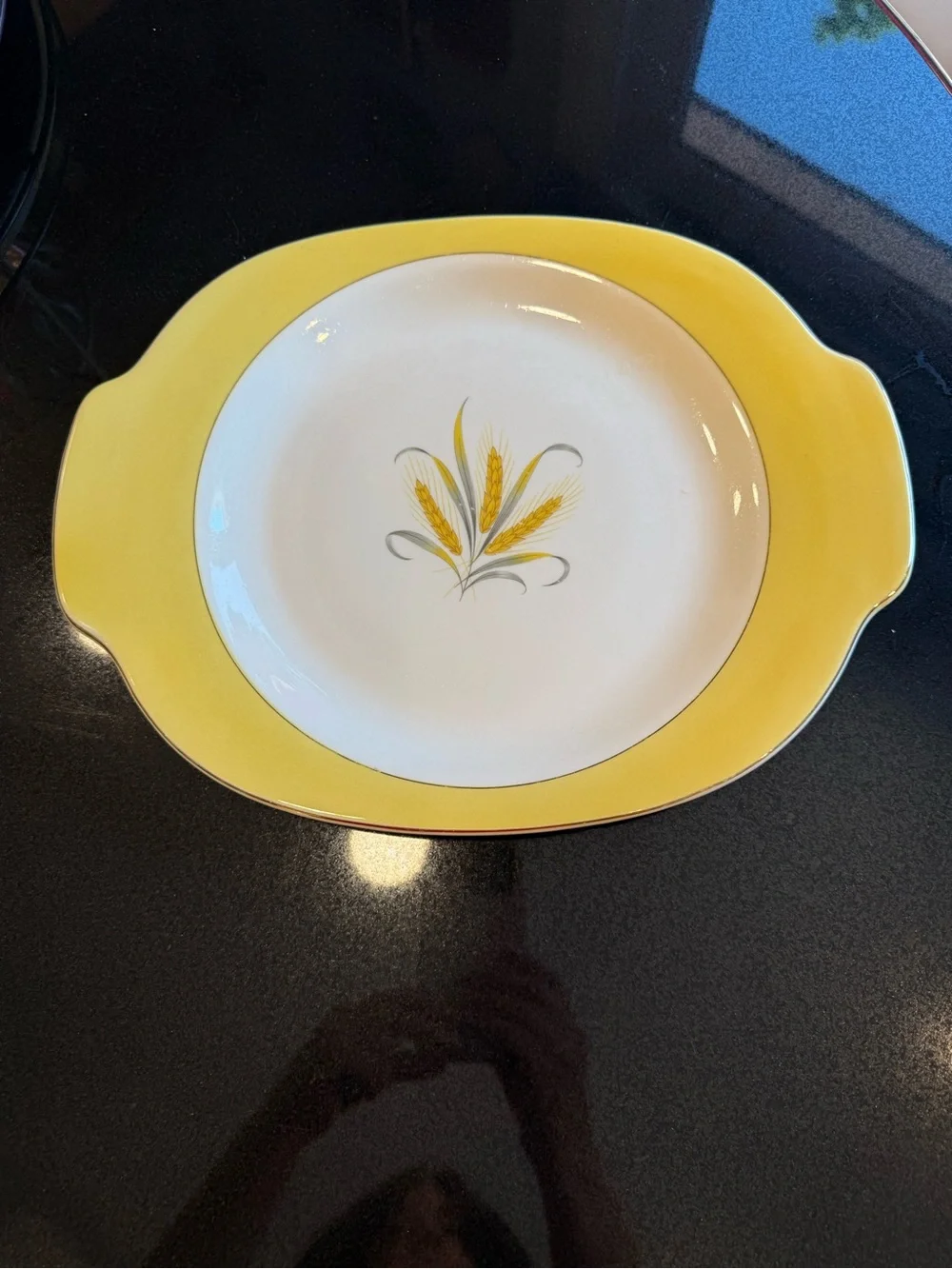 Yellow Wheat Motif Ceramic Serving Platter
